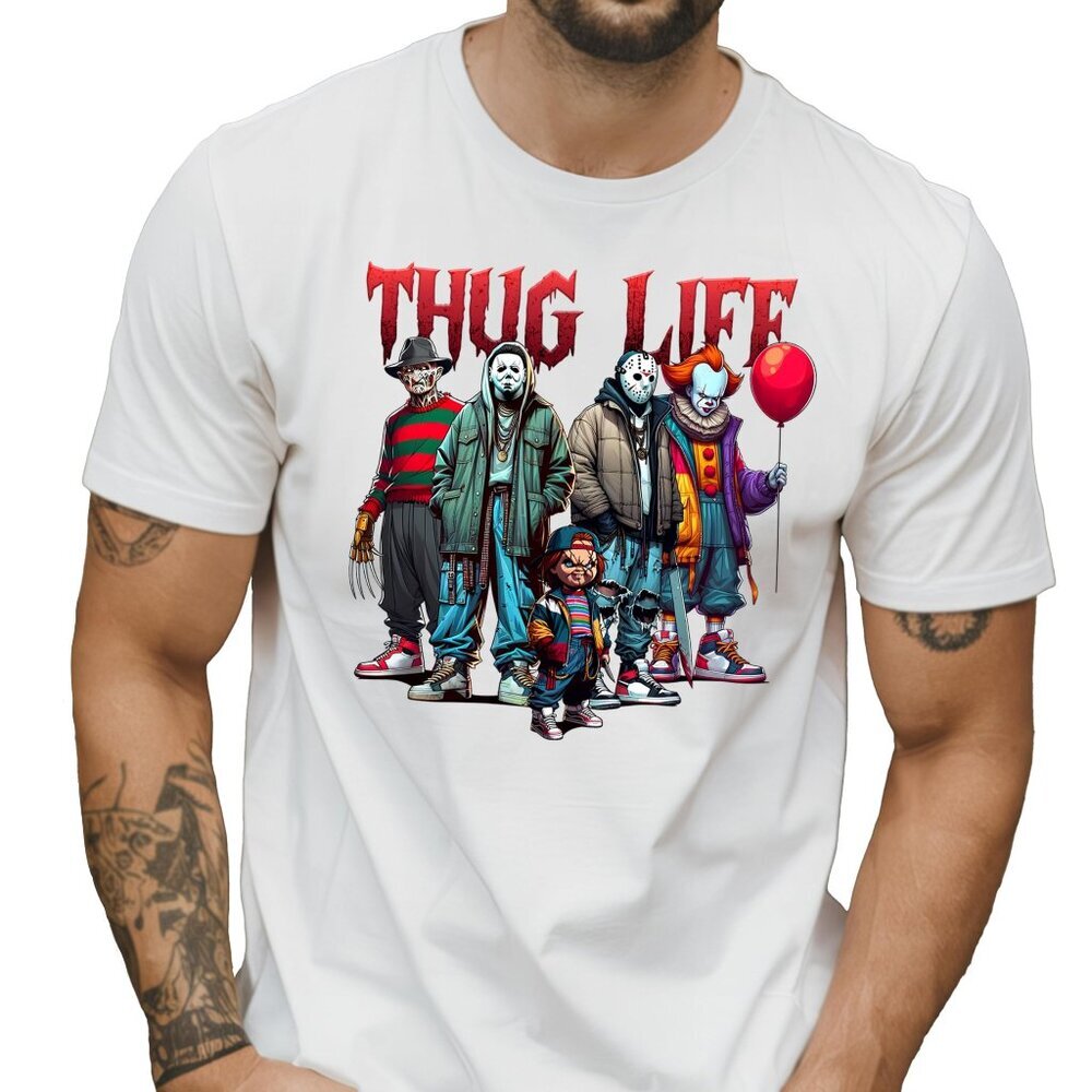 Thug Life Horror Graphic T-Shirt Halloween Scary Movie Fan Gift Tee 91
